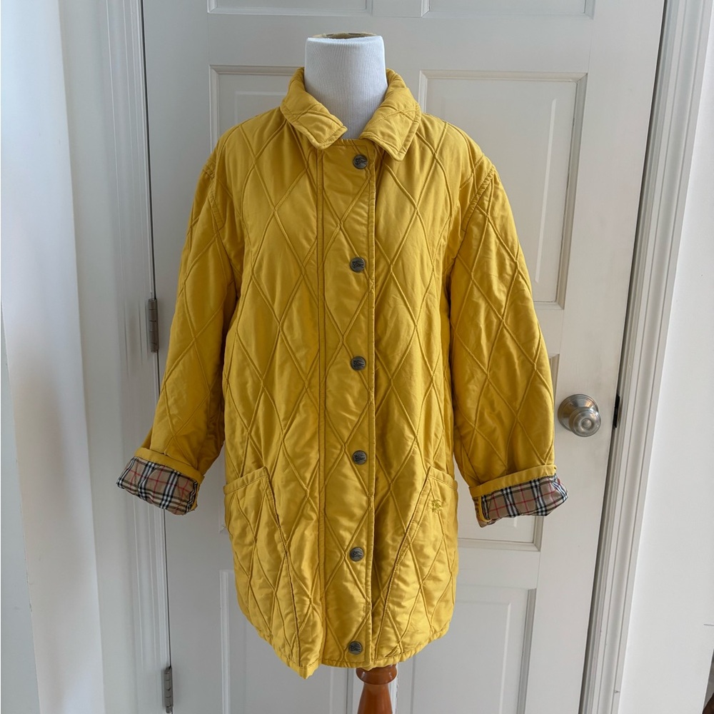 Rare Vintage Burberry Quilted Coat Yellow Nova check M/L